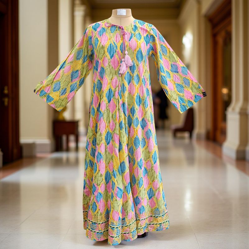 S-M Hanifa Cotton Dress 57&quot; Long Jalabiya