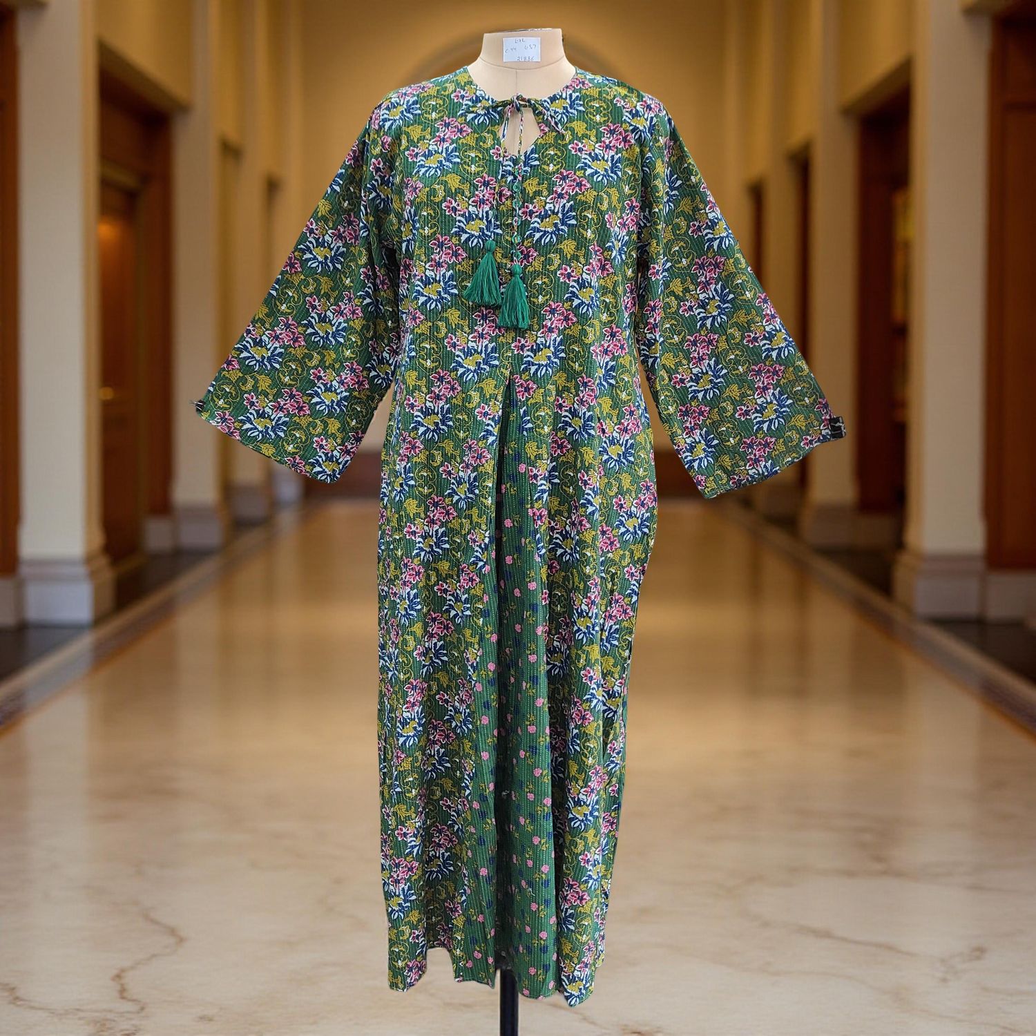 L/XL Nobila Printed Cotton Dress 57&quot; Long Jalabiya