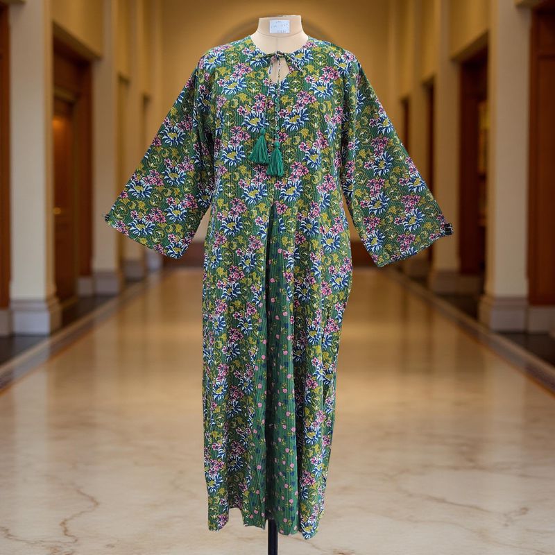 L/XL Nobila Printed Cotton Dress 57&quot; Long Jalabiya