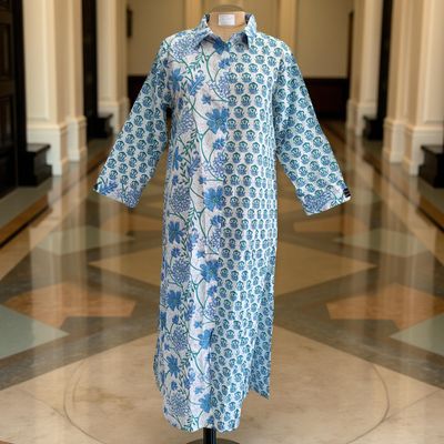 L/XL Singapore Printed Cotton Dress 57&quot; Long Jalabiya
