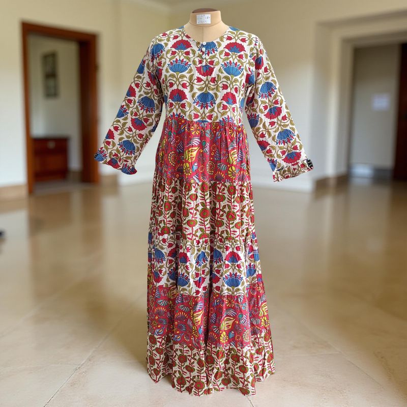 S-M Special Printed Cotton Dress 57&quot; Short Sleeves Jalabiya