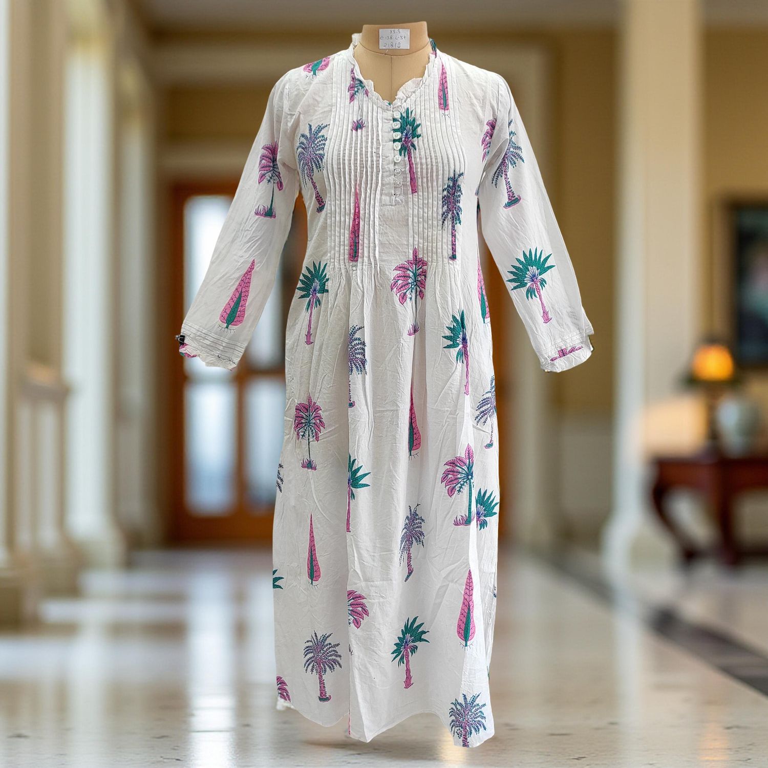 XS/S Sparrow Printed Cotton Dress 54&#39;&#39; Long Jalabiya