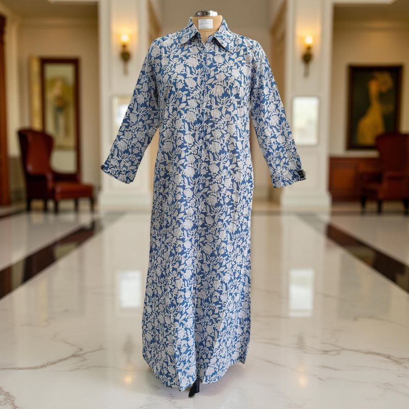 S-M Special Printed Cotton Dress 57&quot; Short Sleeves Jalabiya