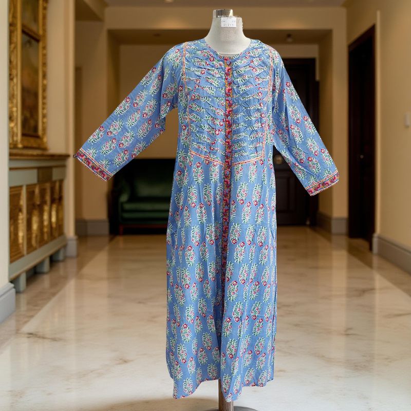 S-M Special Printed Cotton Dress 57&quot; Short Sleeves Jalabiya