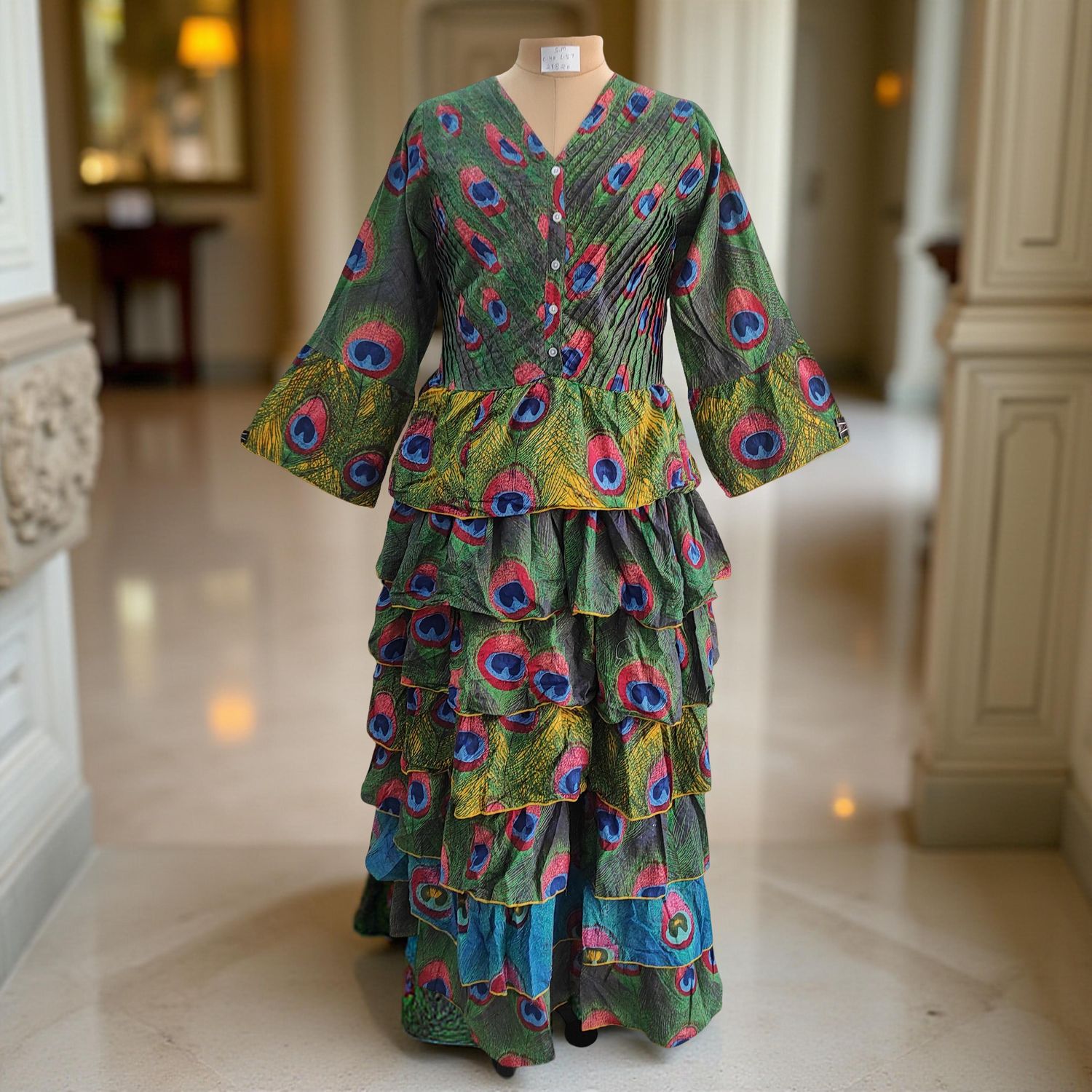 S-M Special Printed Cotton Dress 57&quot; Long Sleeves Jalabiya