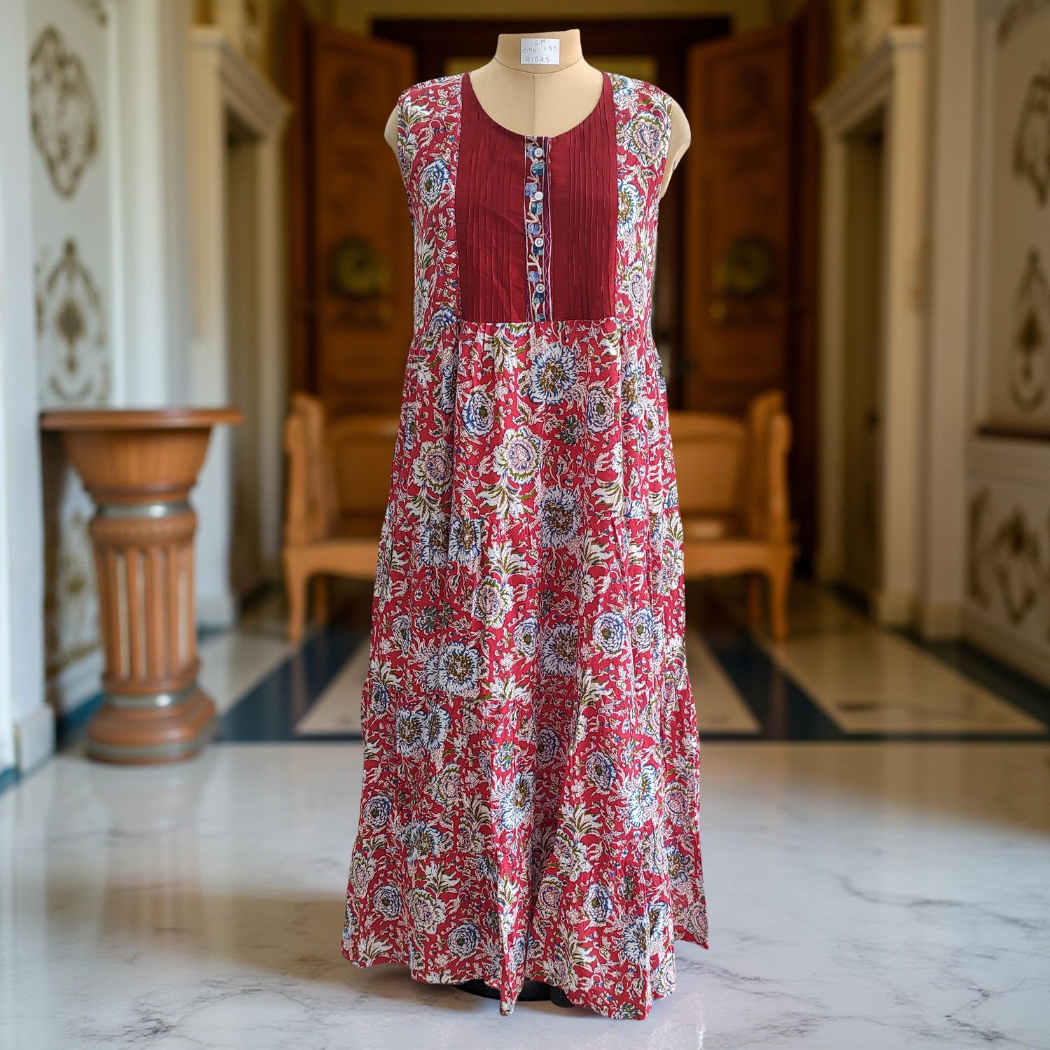 S/M Special Printed Cotton Dress 57&quot; Long Sleeves Jalabiya