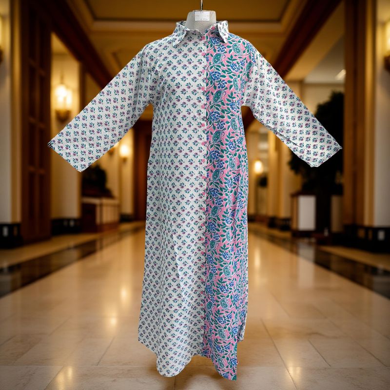 S/M Singapore Printed Cotton Dress 57&quot; Long Jalabiya