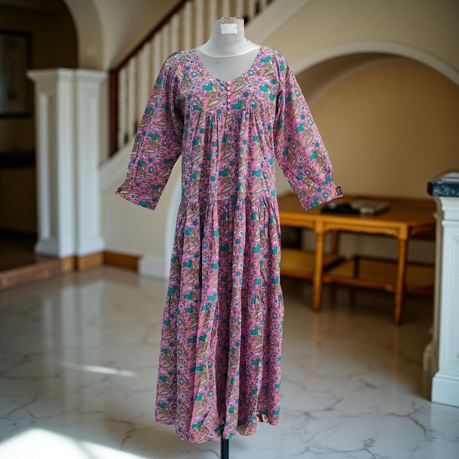 S/M Special Printed Cotton Dress 57&quot; Long Sleeves Jalabiya