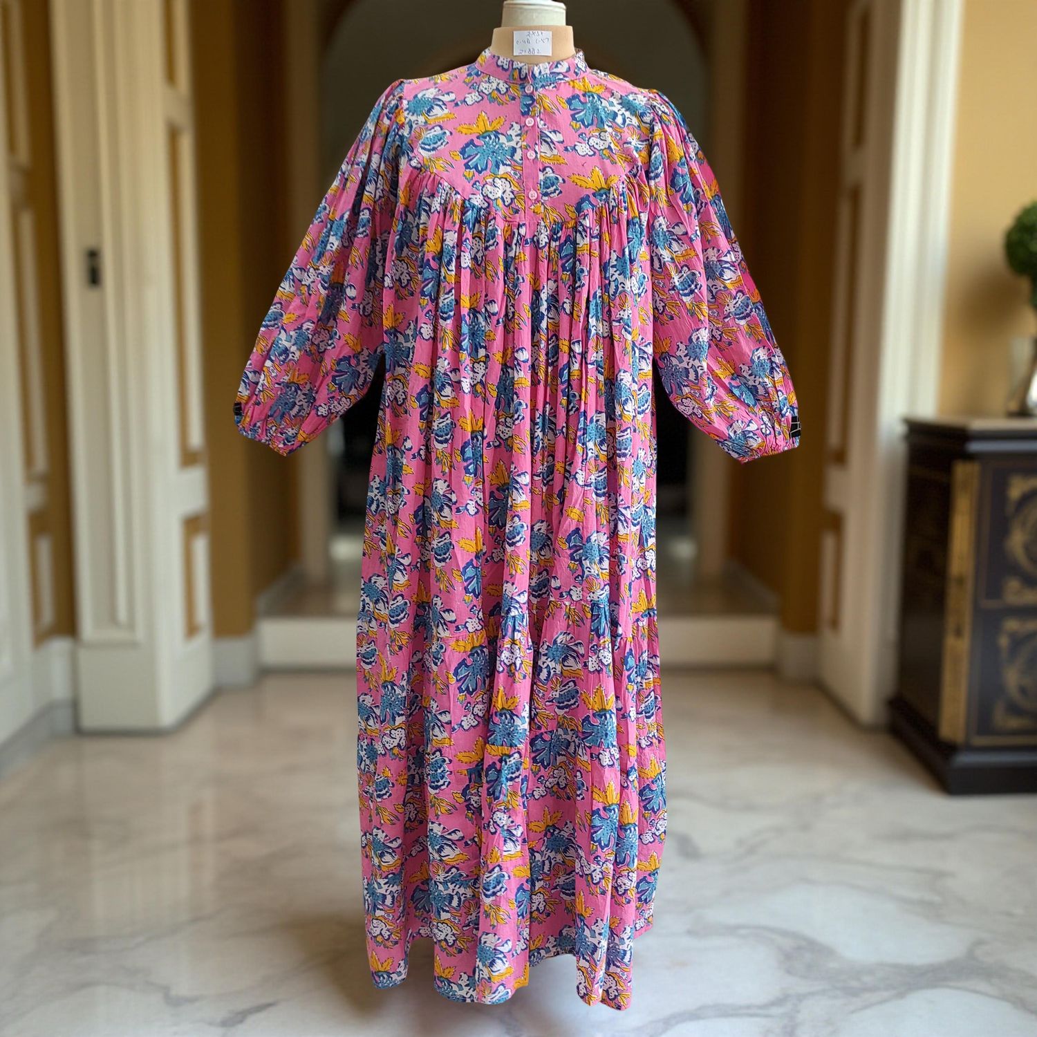 2XL/3XL Special Printed Cotton Dress 57&quot; Long Sleeves Jalabiya