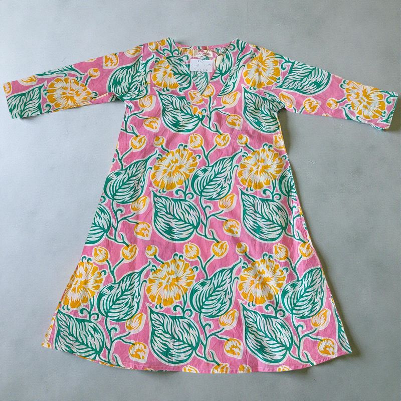 2-3  Year Teena Printed Cotton Dress 29&#39;&#39; Long Jalabiya