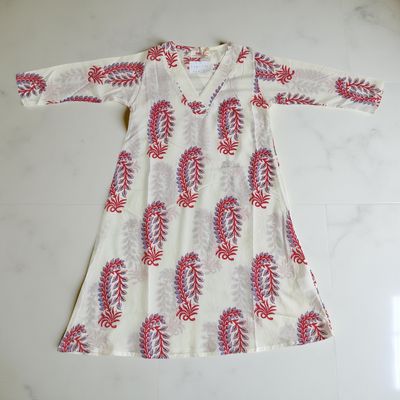 2-3  Year Teena Printed Cotton Dress 30&#39;&#39; Long Jalabiya