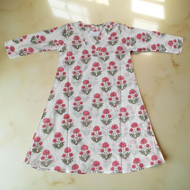 2-3  Year Teena Printed Cotton Dress 29&#39;&#39; Long Jalabiya