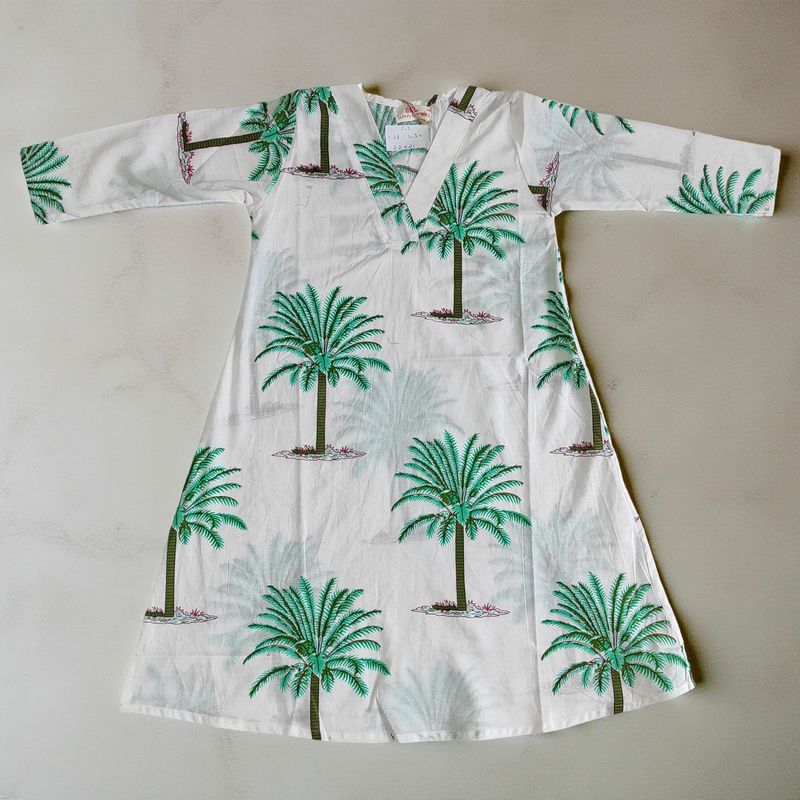 2-3  Year Teena Printed Cotton Dress 29&#39;&#39; Long Jalabiya
