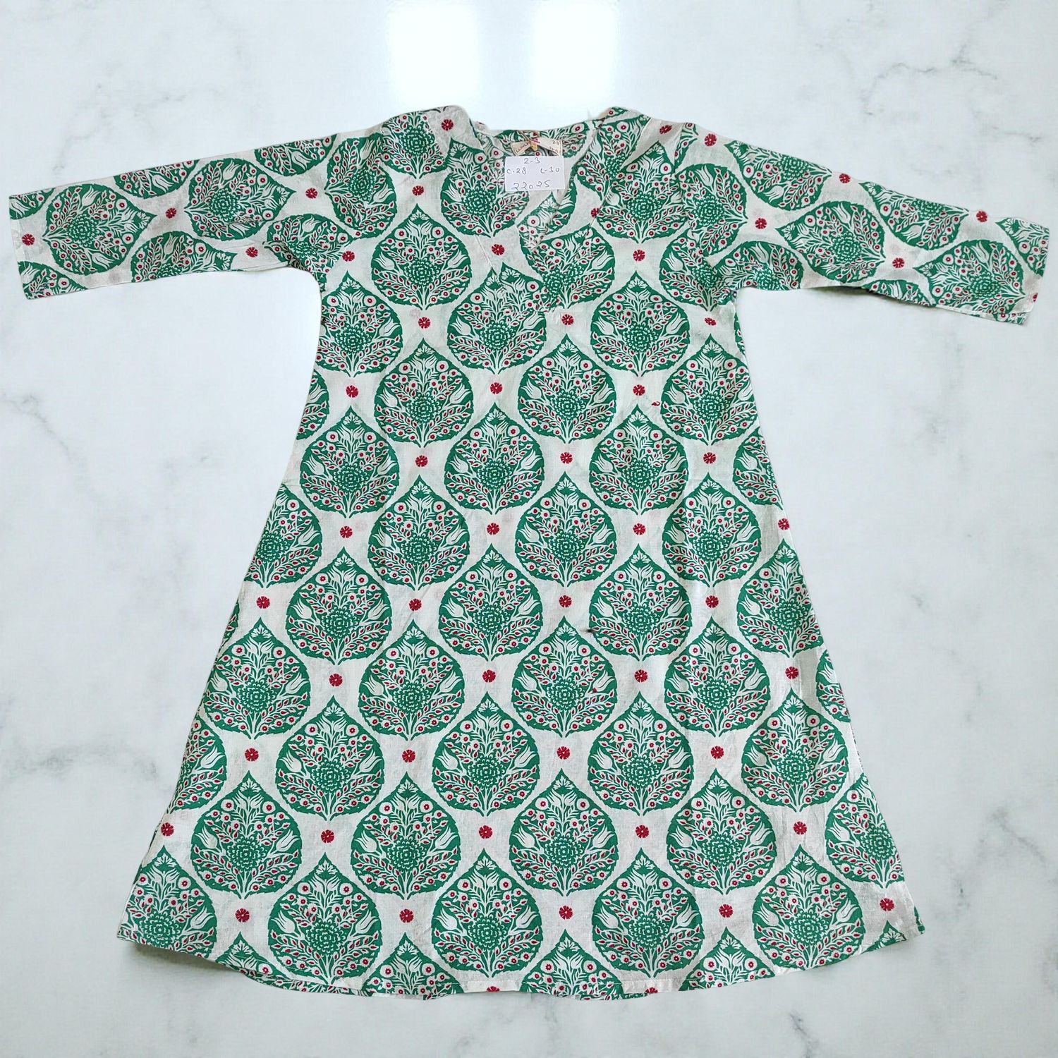 2-3  Year Teena Printed Cotton Dress 29&#39;&#39; Long Jalabiya
