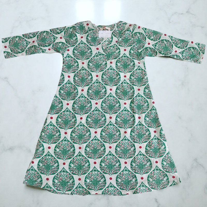 2-3  Year Teena Printed Cotton Dress 29&#39;&#39; Long Jalabiya