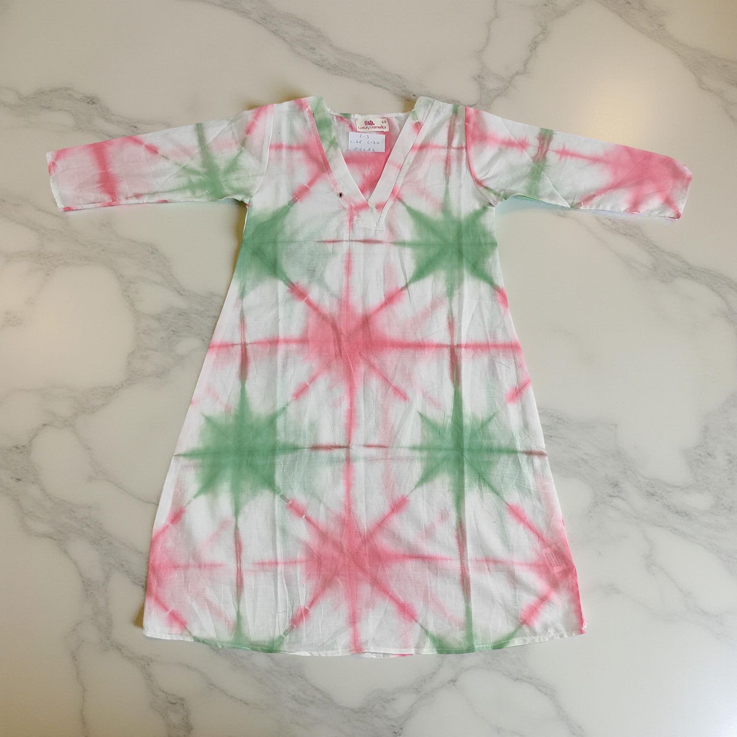 2-3  Year Teena Printed Cotton Dress 29&#39;&#39; Long Jalabiya