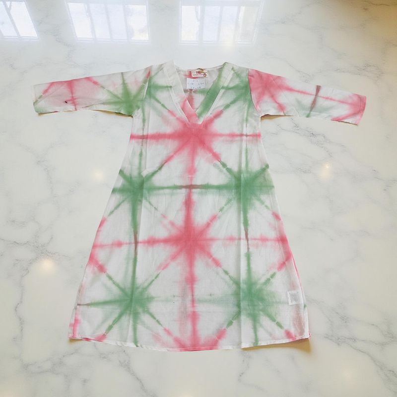 2-3  Year Teena Printed Cotton Dress 29&#39;&#39; Long Jalabiya