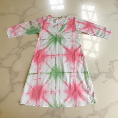 2-3  Year Teena Printed Cotton Dress 29&#39;&#39; Long Jalabiya