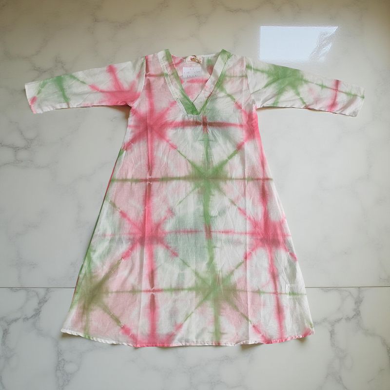 2-3  Year Teena Printed Cotton Dress 29&#39;&#39; Long Jalabiya