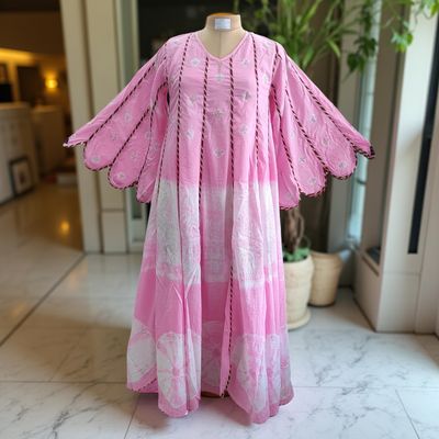 S/M  Meher Crystal Tie Dye Cotton Dress 57&quot; Long Jalabiya