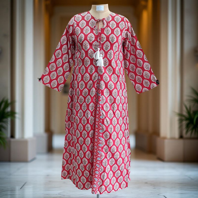 XS-S Nobila Printed Cotton Dress 54&quot; Long Jalabiya