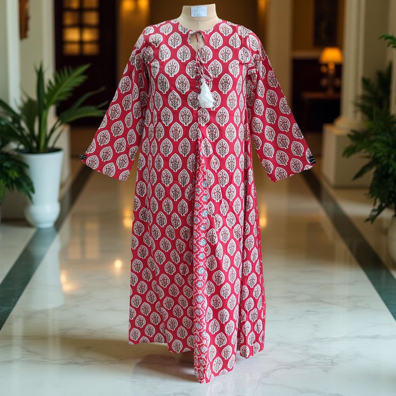 XS-S Nobila Printed Cotton Dress 54&quot; Long Jalabiya