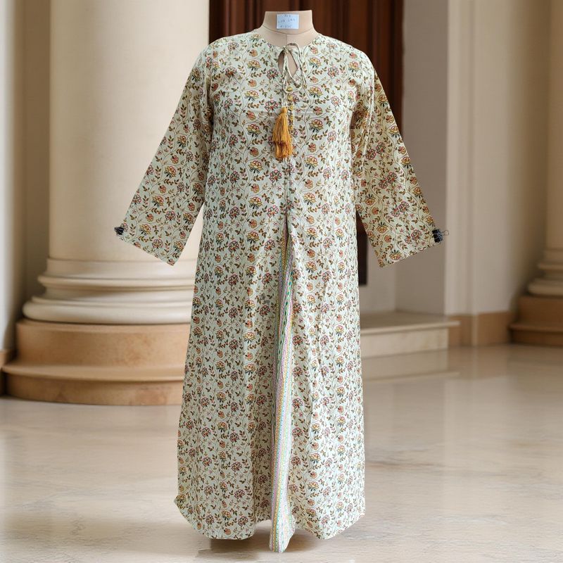XS-S Nobila Printed Cotton Dress 54&quot; Long Jalabiya