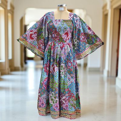 S/M Rahima Printed Cotton Dress 57&quot; Long Jalabiya