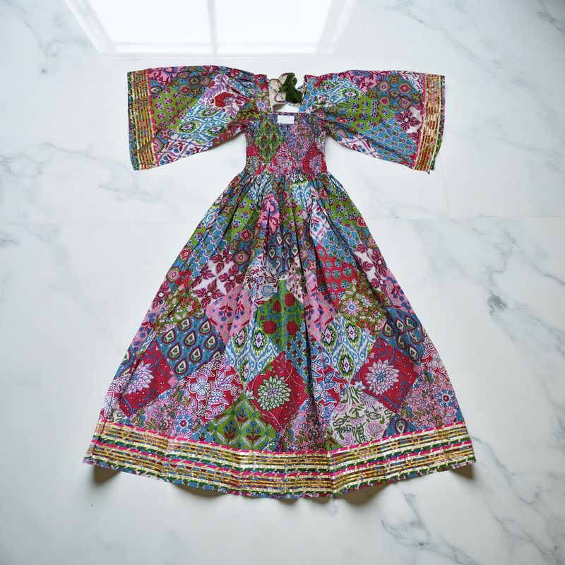 12-13 Year Elzina Printed Cotton  Dress 50&quot; Long Jalabiya