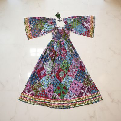 12-13 Year Elzina Printed Cotton  Dress 50&quot; Long Jalabiya