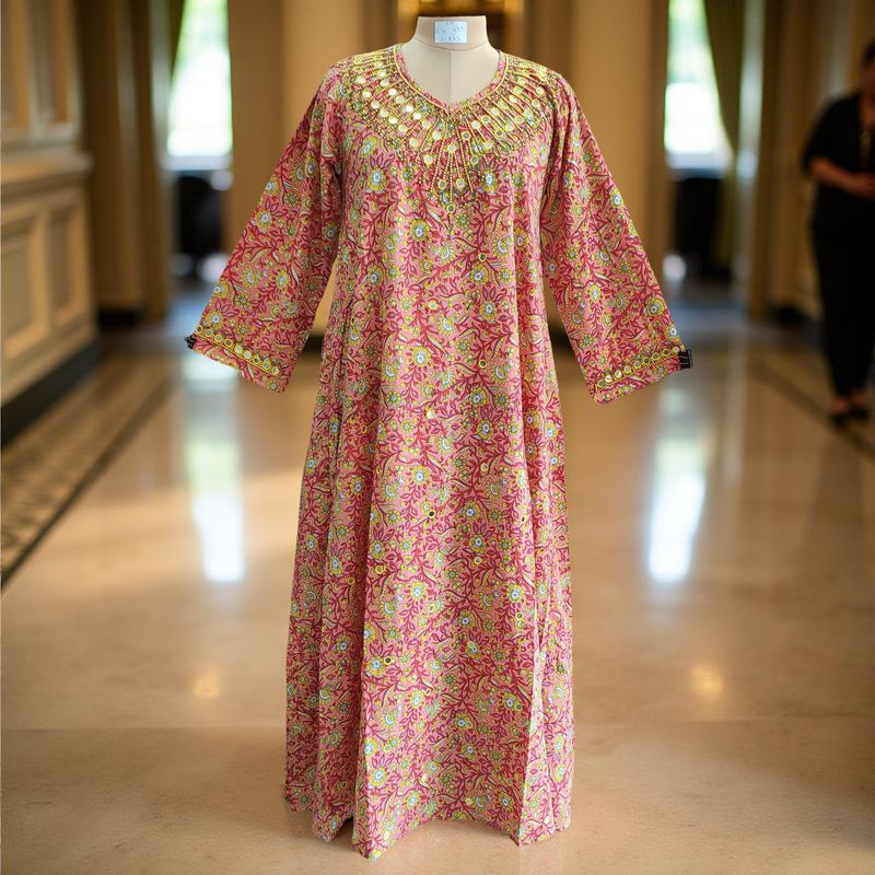 S/M Special Printed Cotton Dress 56&quot; Long Jalabiya