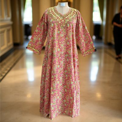 S/M Special Printed Cotton Dress 56&quot; Long Jalabiya
