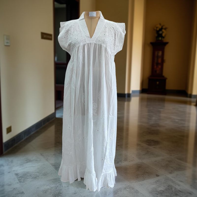 L/XL  Amani Printed Cotton Dress 57&quot; Short Sleeves Jalabiya