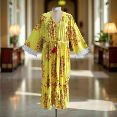 2XL/3XL Ari Printed Cotton Dress 56&quot; Long Jalabiya