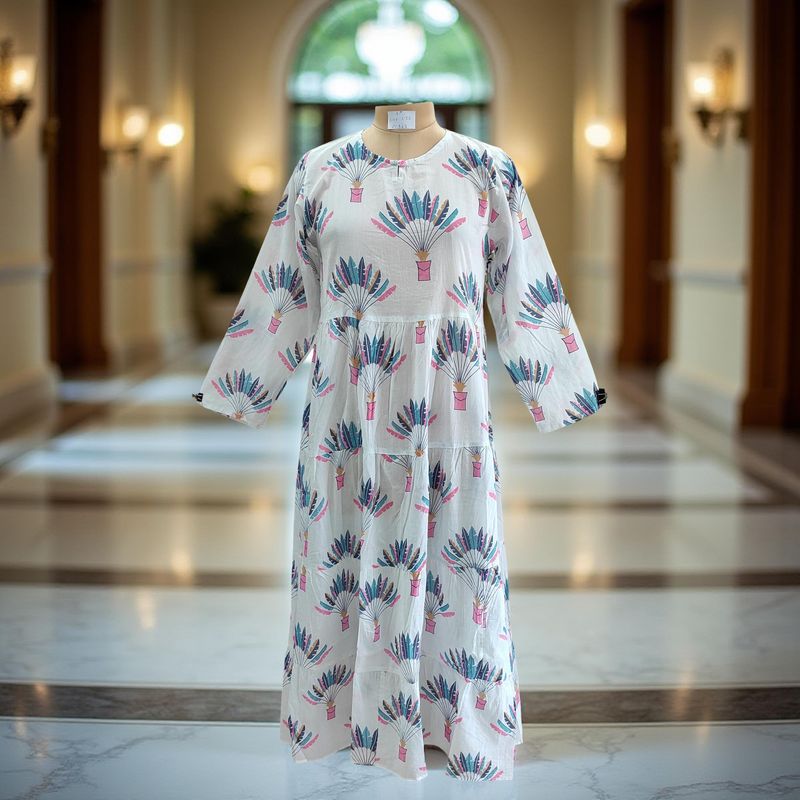 S/M Special Printed Cotton Dress 56&quot; Long Jalabiya