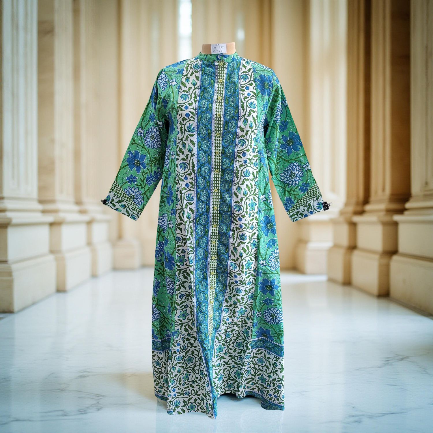S/M Samara Printed Cotton Dress 57&quot; Long Jalabiya