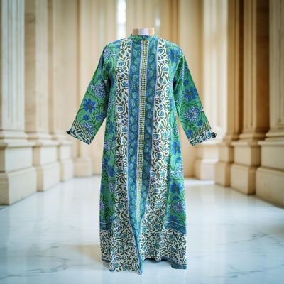 S/M Samara Printed Cotton Dress 57&quot; Long Jalabiya