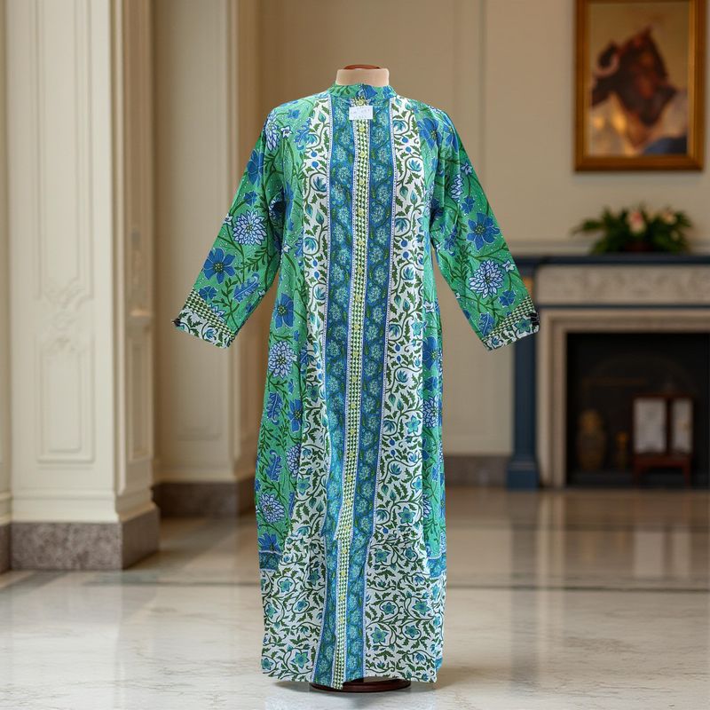 L/XL Samara Printed Cotton Dress 57&quot; Long Jalabiya