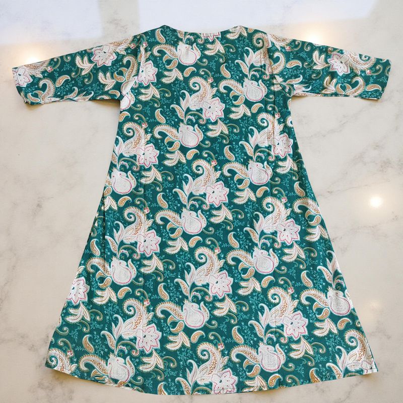 2-3 Year Teena Printed Cotton Girls Dress 30&quot; Long Jalabiya