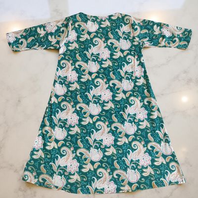 2-3 Year Teena Printed Cotton Girls Dress 30&quot; Long Jalabiya