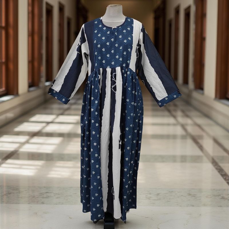 10-11 Year Heba Printed Cotton Dress 46&quot; Long Jalabiya
