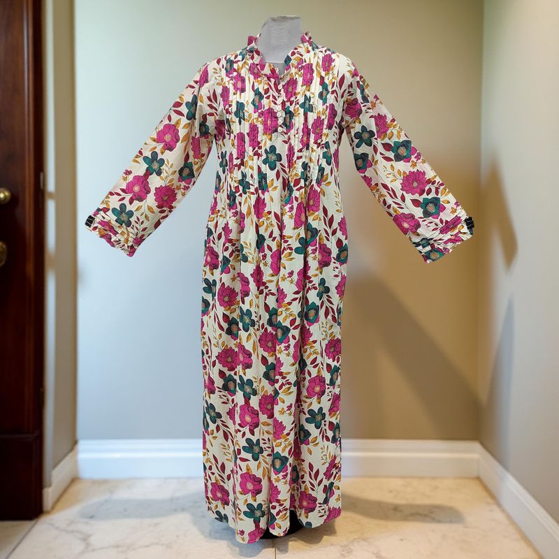 12-13 Sparrow Printed Cotton Girls Dress 50&quot; Long Jalabiya
