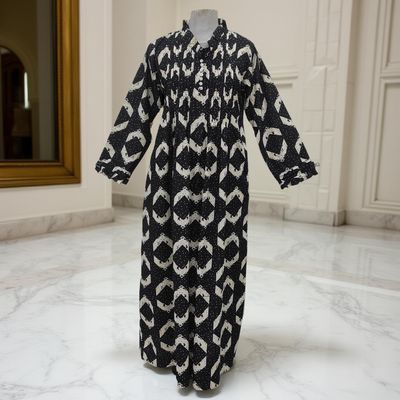 12-13 Sparrow Printed Cotton Girls Dress 50&quot; Long Jalabiya