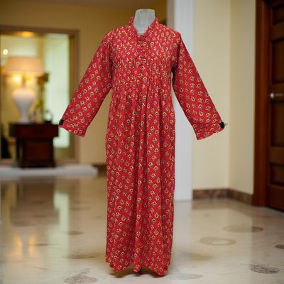 2XL/3XL Sparrow Printed Cotton Dress 57&#39;&#39; Long Jalabiya