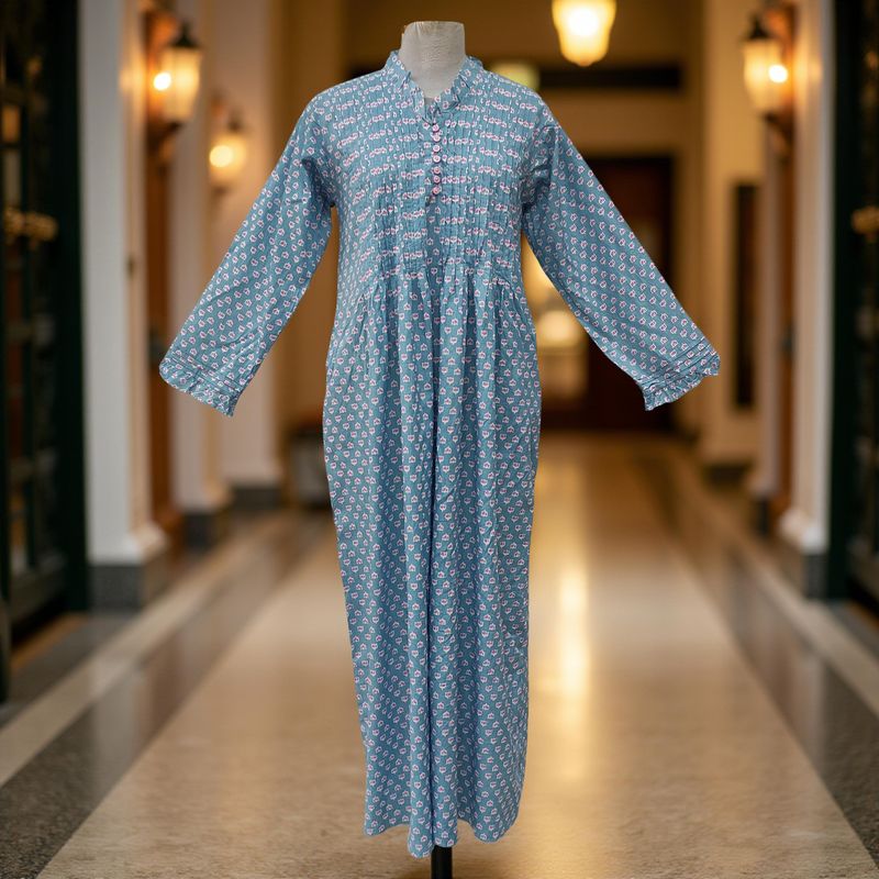 XS/S Sparrow Printed Cotton Dress 54&#39;&#39; Long Jalabiya