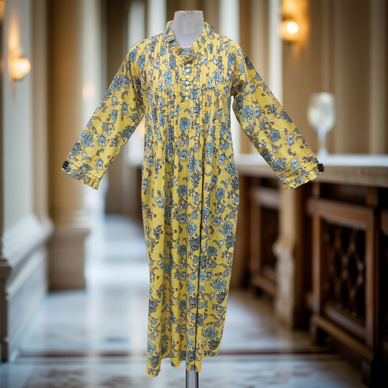 XS/S Sparrow Printed Cotton Dress 54&#39;&#39; Long Jalabiya
