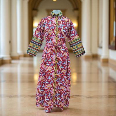 XS/S Tansy Printed Cotton Jalabiya Dress 54&quot; Long