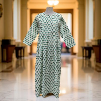 S/M Ruby Printed Cotton Dress 57&quot; Long Jalabiya