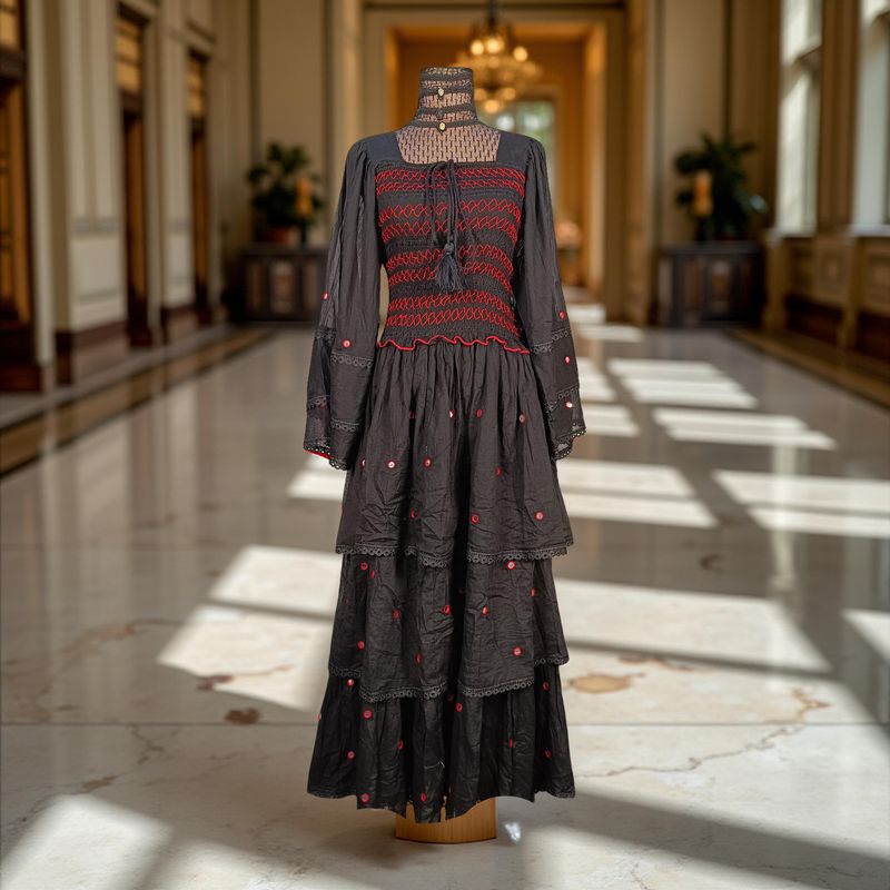 S/M Rahima Mirror Cotton Dress 57&quot; Long Jalabiya