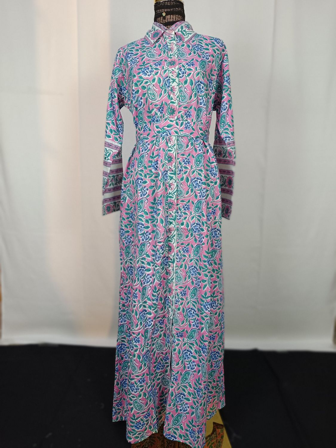S/M Tansy Printed Cotton Dress 57&quot;Long Jalabiya